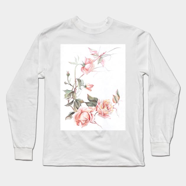 Pink roses Long Sleeve T-Shirt by eosofdawn